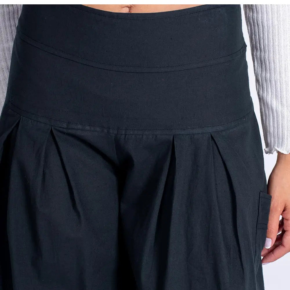 Crne pamučne boho hlače s velikim bočnim džepovima