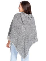 Unisex sivi trokutasti pončo s kapuljačom i resama