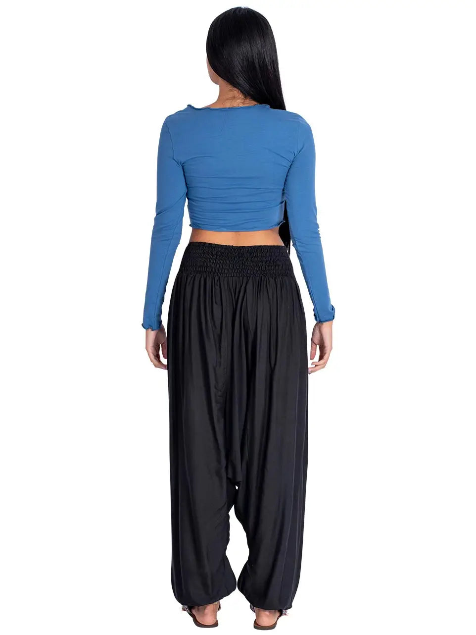 Crne harem / saruel hlače s gumom na gležnjevima